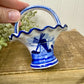 Vintage Delft Blue Hand Painted Porcelain Mini Basket
