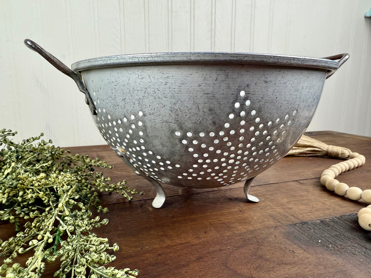 Vintage Aluminum Star Patterned Colander