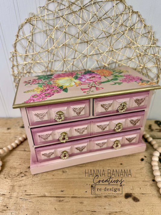 Hand Painted Pink & Burgundy Ombre Jewelry Box