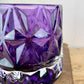 Purple Glass Candle Holder with Geometric Pattern