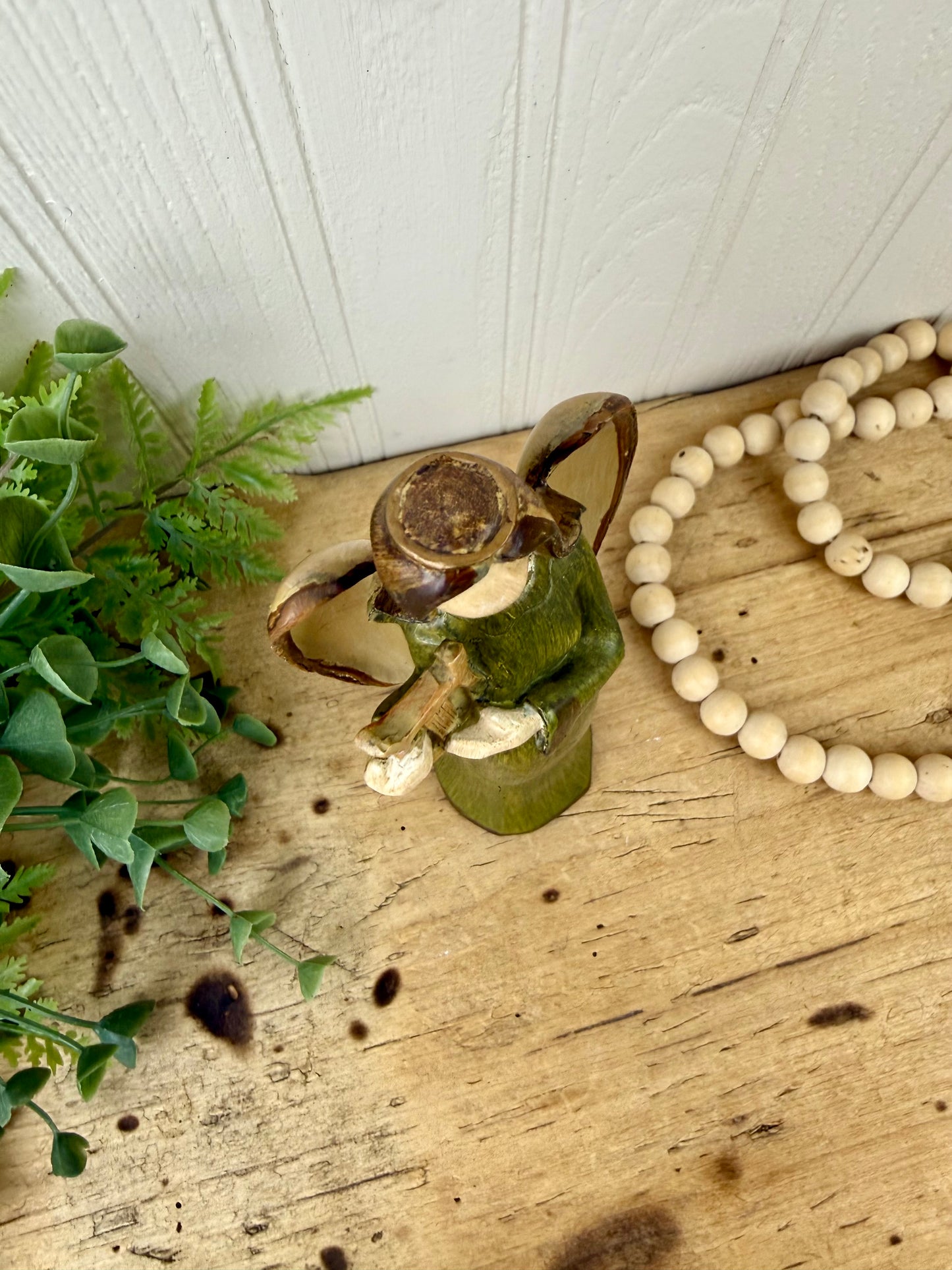 Vintage Green Angel Figurine