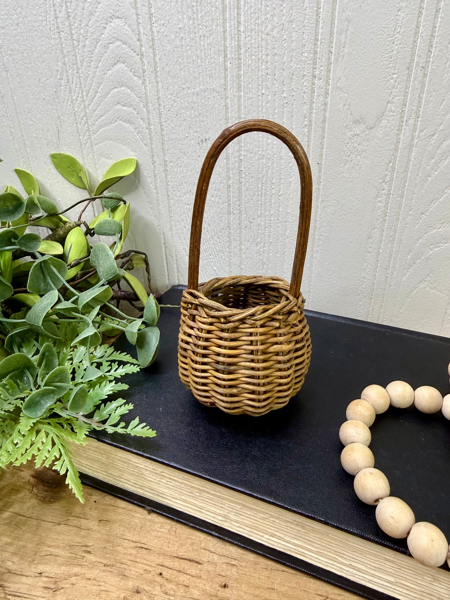 Vintage Miniature Wicker Basket with Handle
