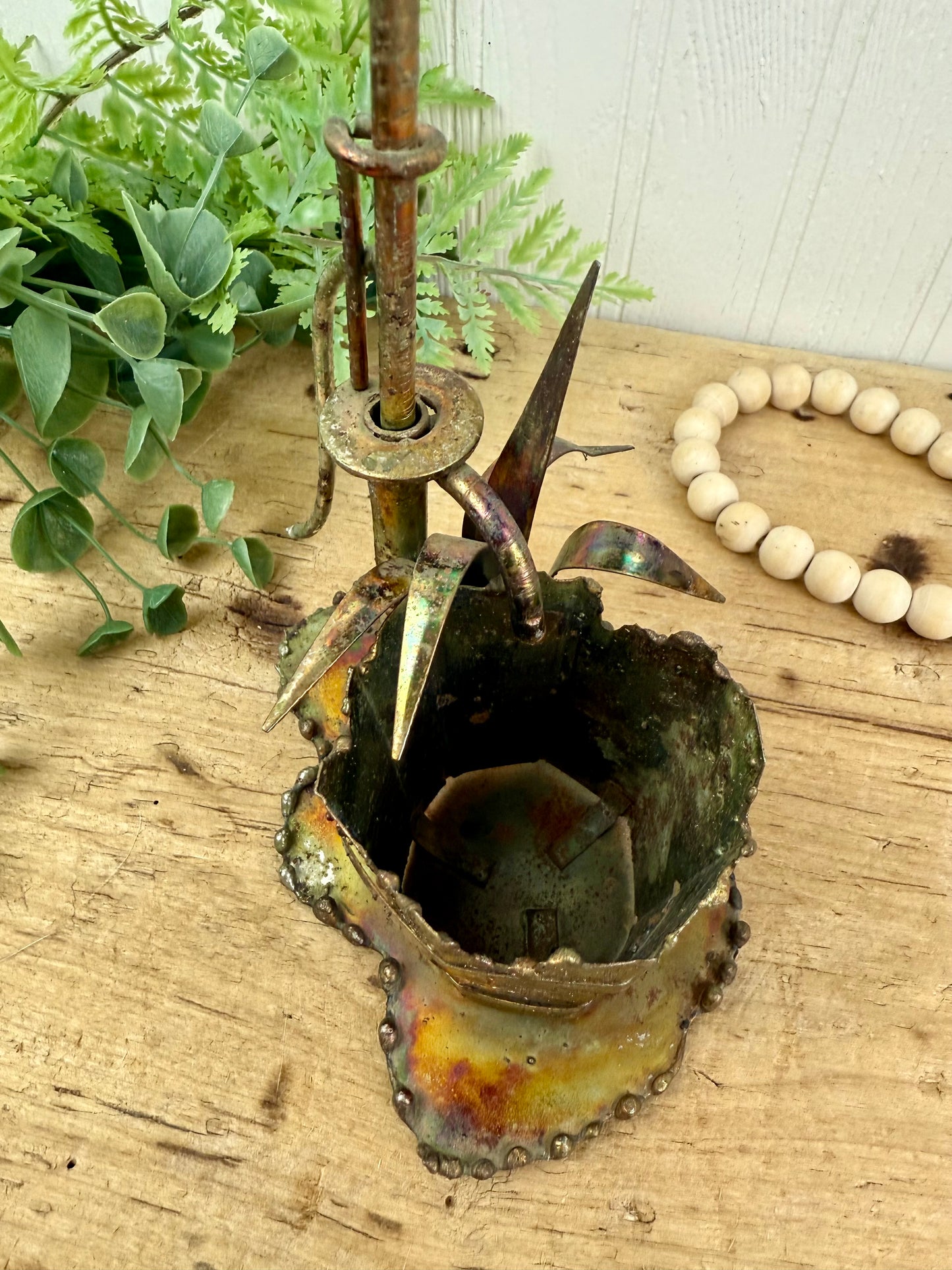 Vintage Mid-Century Enesco Imports Brass Water Pump Figurine