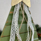 Upcycled Vintage Trim Olive Green Large Christmas Tree with Metallic Star