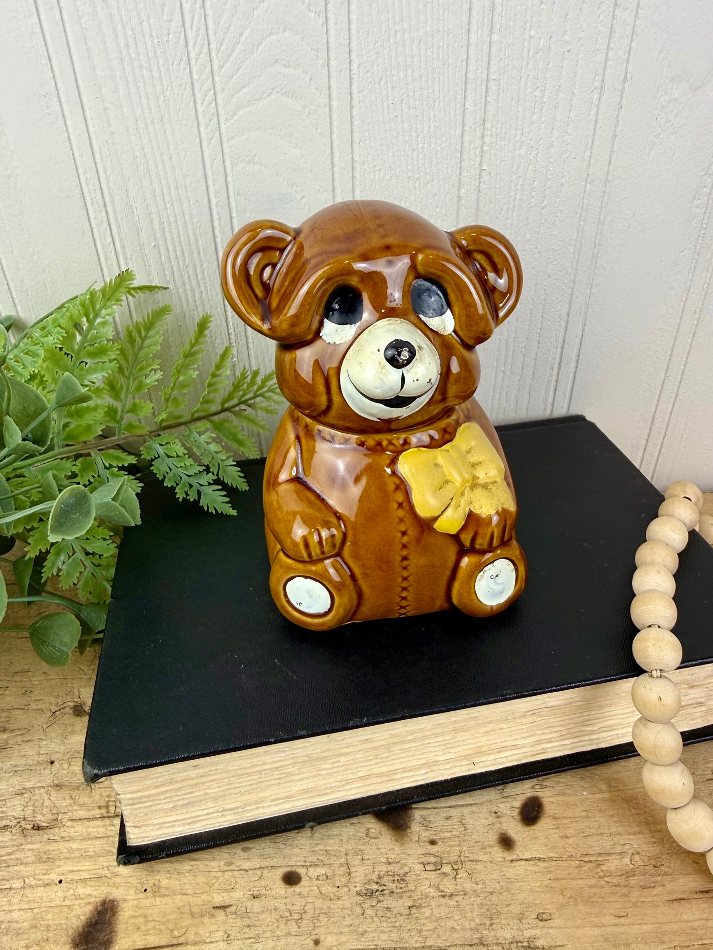 Vintage 1980’s Ceramic Bear Honey Pot with Dipper