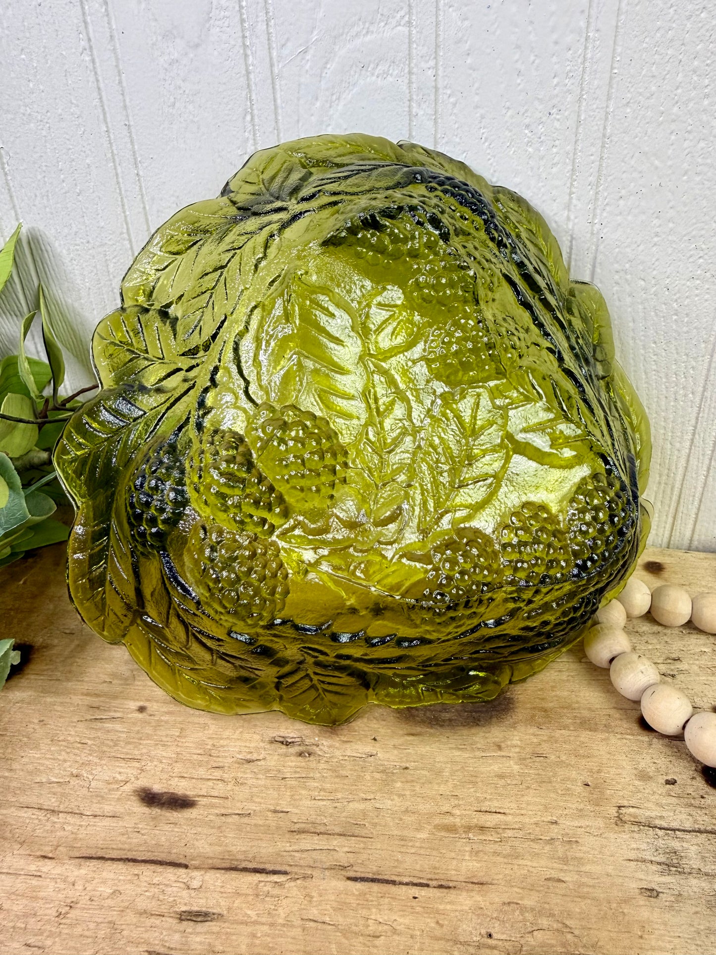 Vintage Indiana Glass Co. Avocado Green Loganberry Candy Dish
