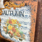 Handmade Upcycled Autumn Sign with Beaded Hanger