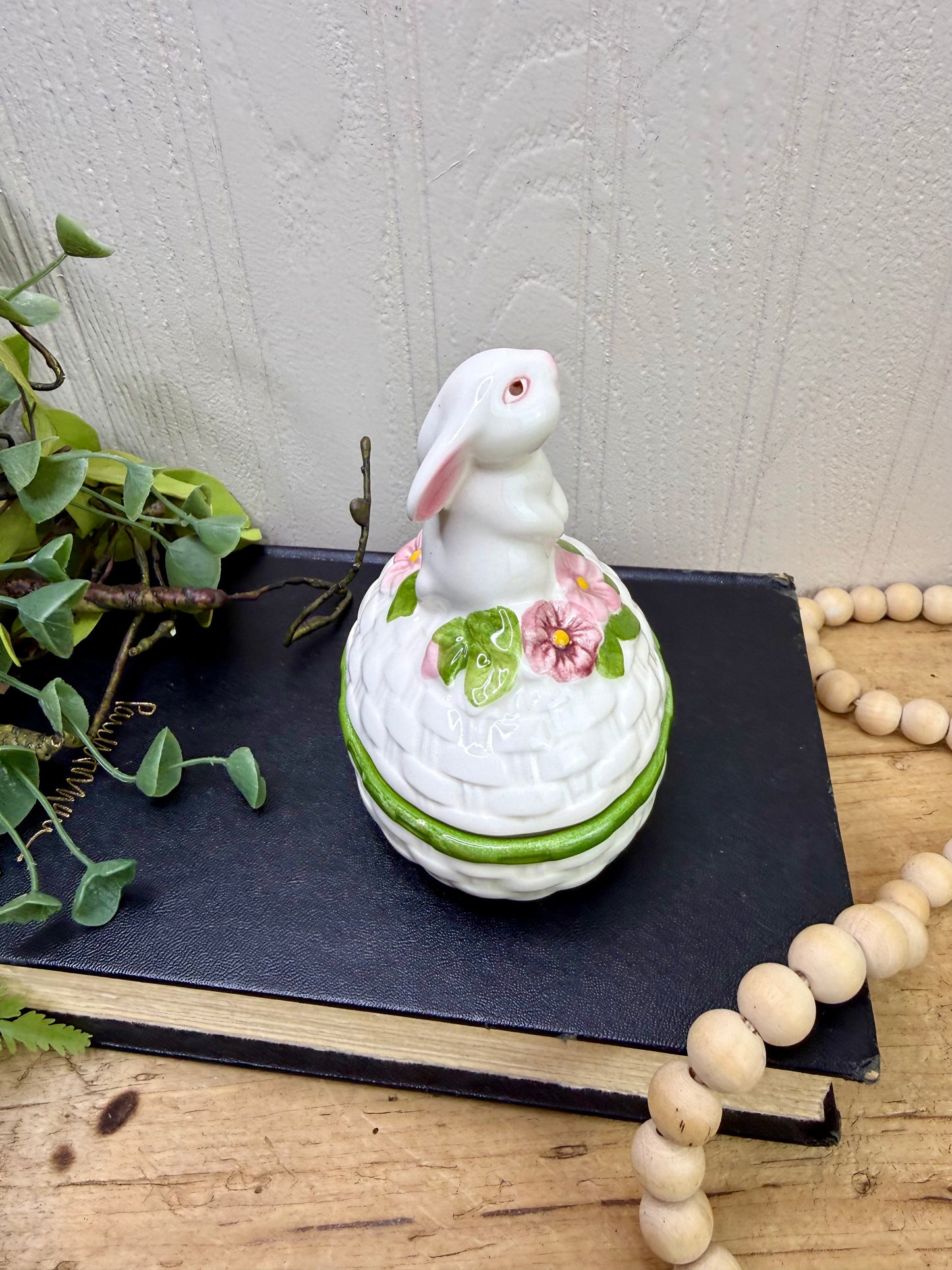 Vintage Avon Bunny Ceramic Trinket Box- New Old Stock