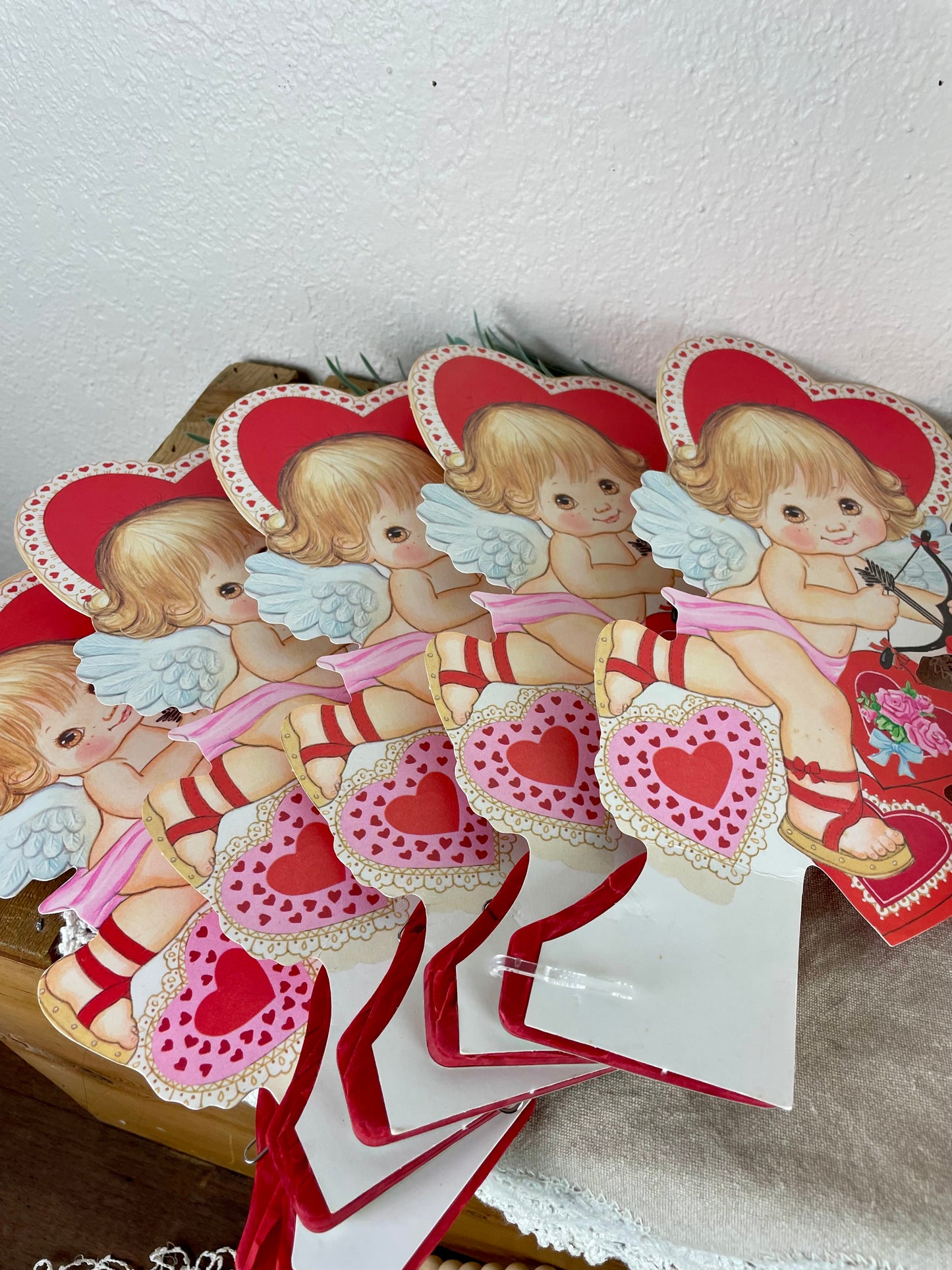 Vintage Valentine’s Cupid Honeycomb Tissue Paper Centerpieces