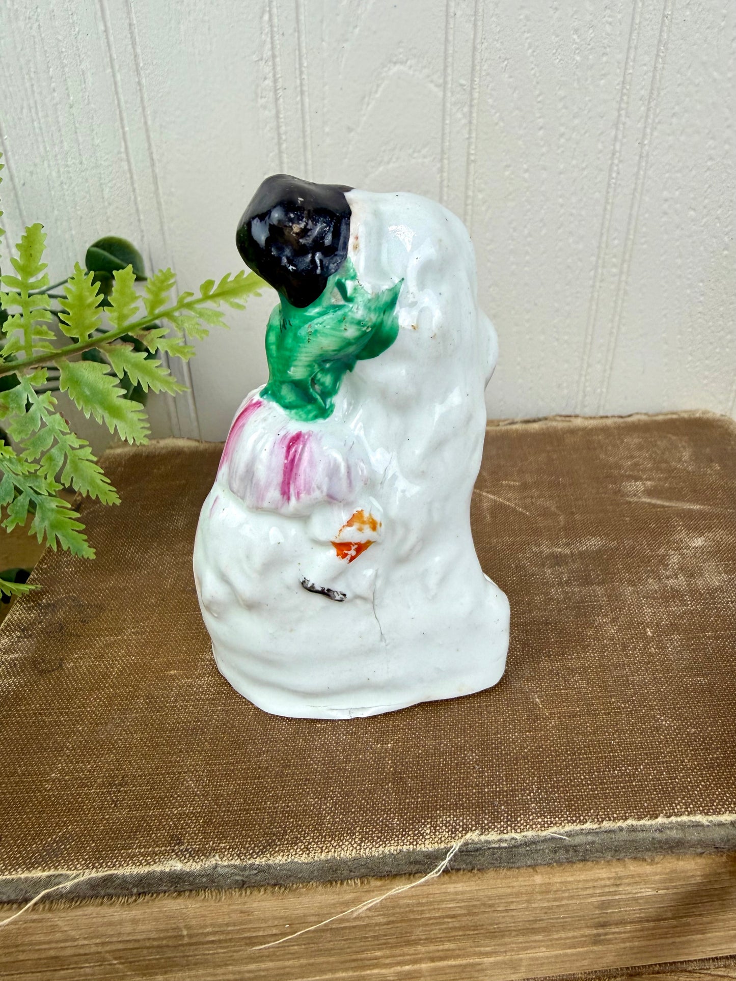 Rare Antique Staffordshire Victorian Spaniel & Child Figurine