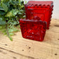 Vintage Jeannette Glass Square Pedestal Wedding Bowl Candy Dish