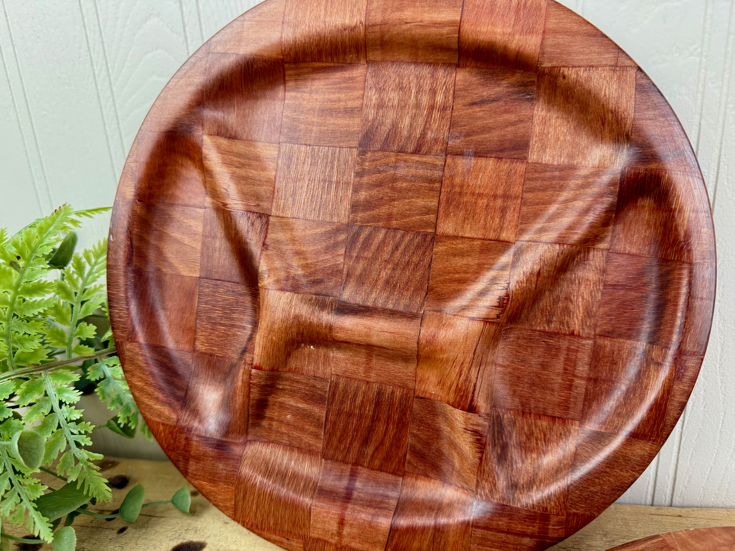 Vintage Woven Wood Divided Plates