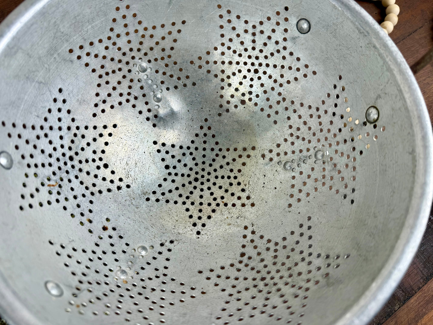 Vintage Aluminum Star Patterned Colander