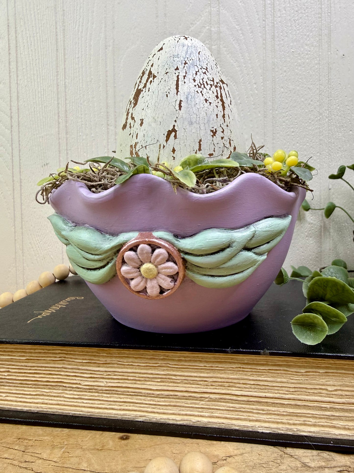 Handmade Upcycled Purple Egg Nest