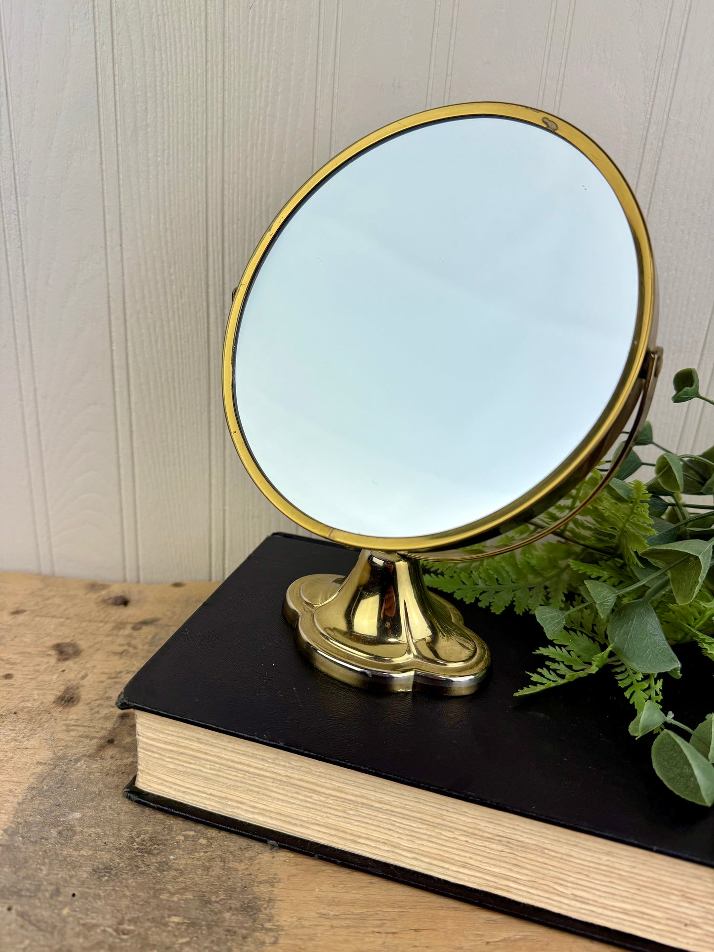 Vintage Double Sided Brass Tabletop Mirror