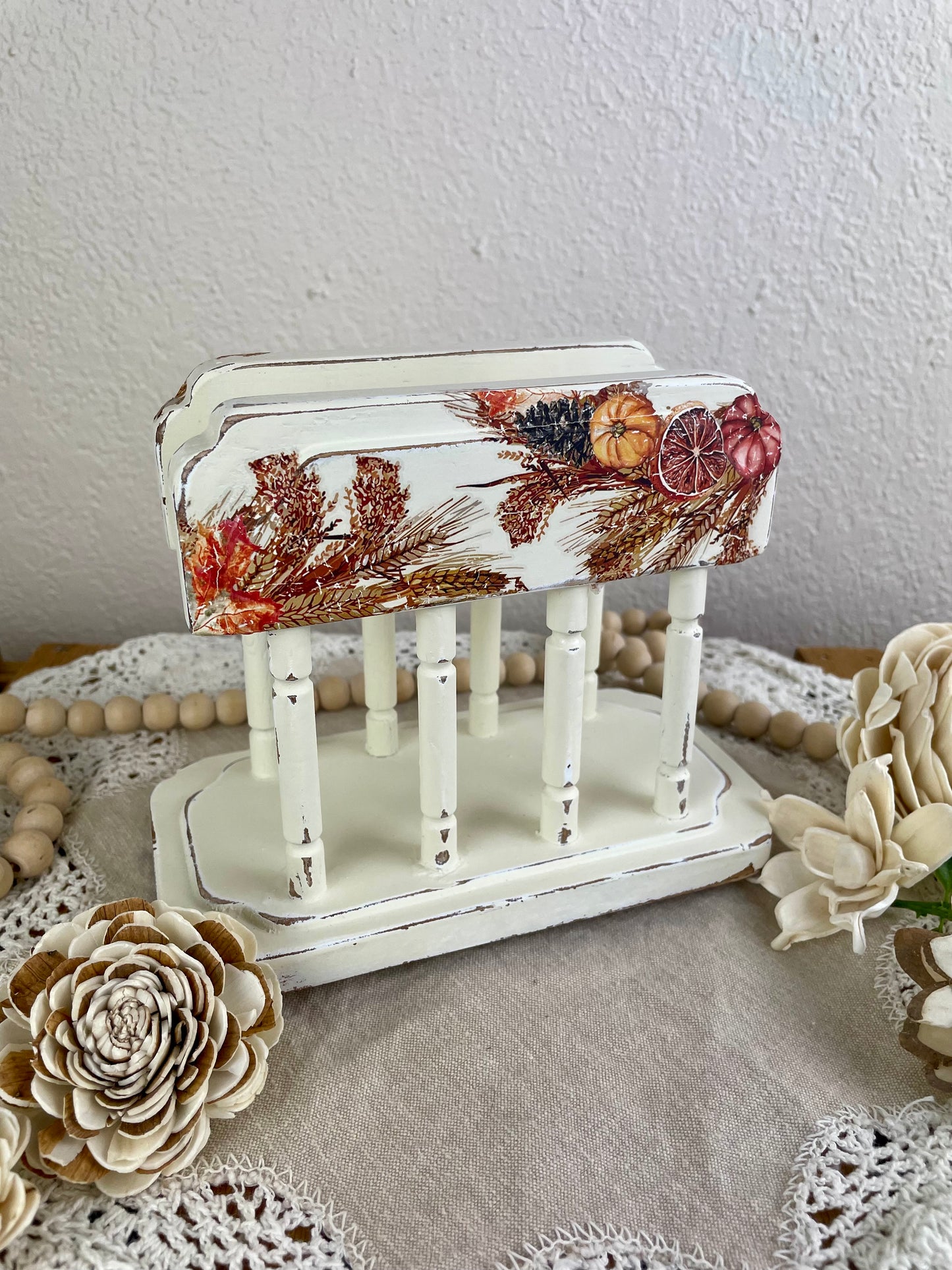 Upcycled Wooden Fall Themed Napkin Holder