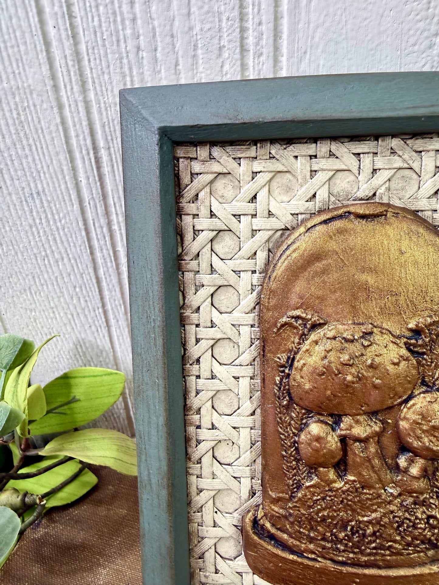 Handmade Upcycled Framed Art with Mushrooms #1