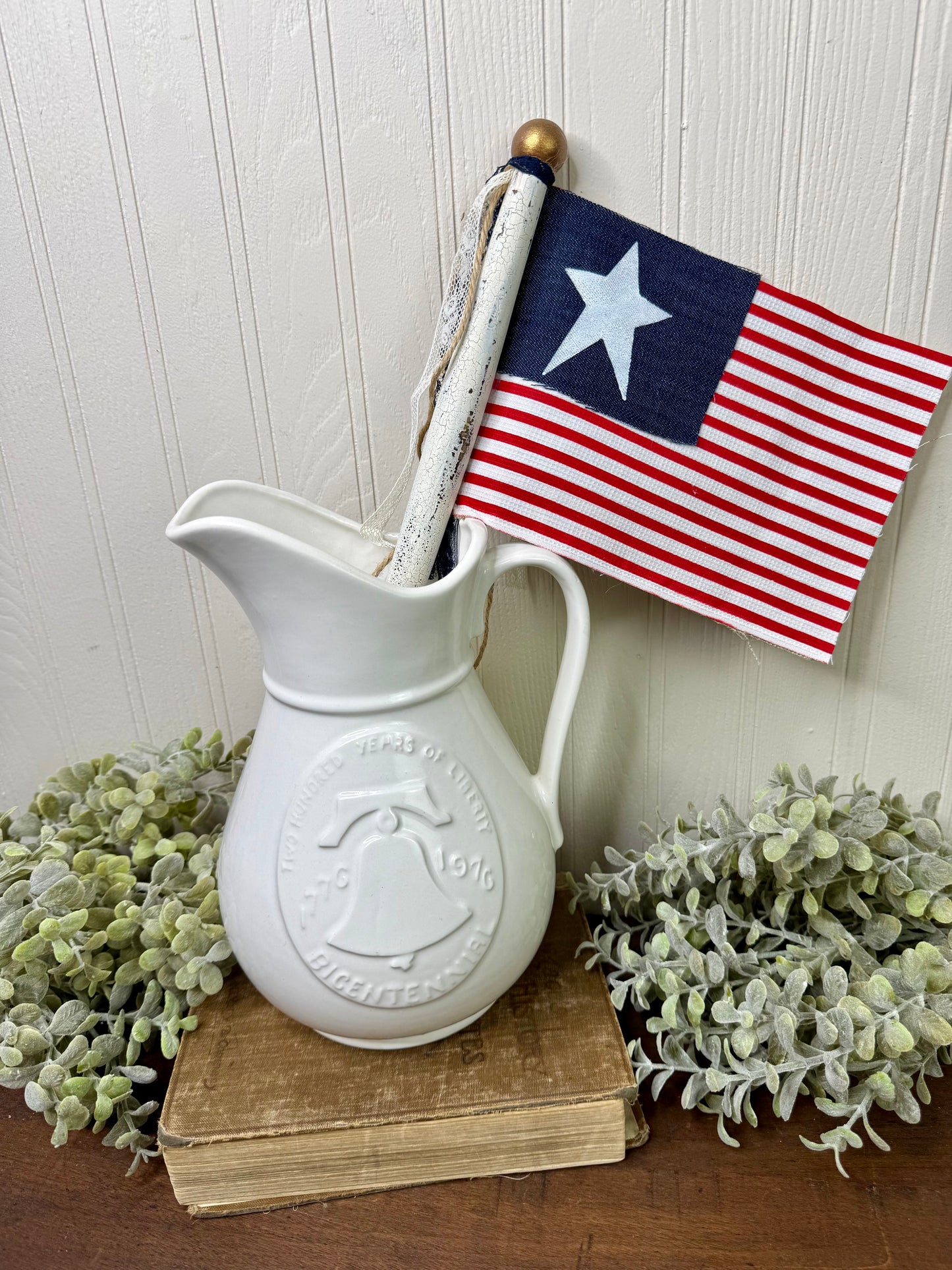 Handmade Spindle Flag with Stripe Pattern