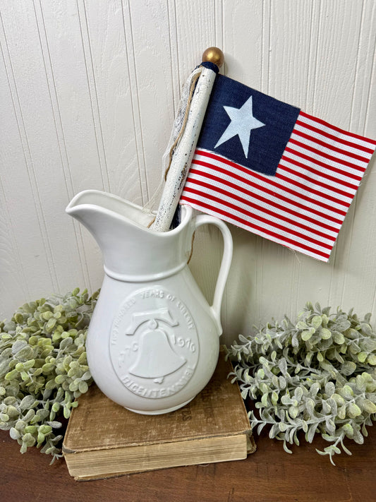Handmade Spindle Flag with Stripe Pattern