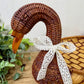 Vintage Wicker Duck Basket with Lace Bow