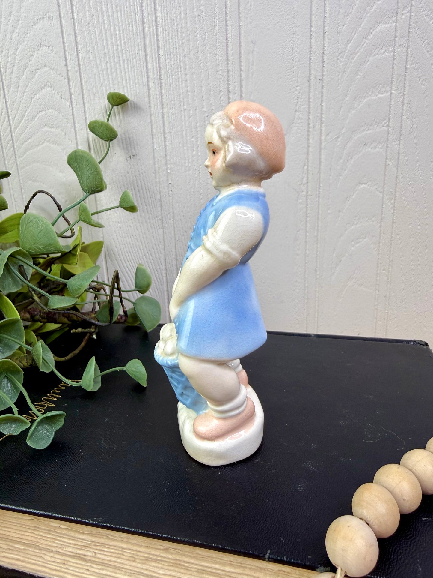 Vintage Porcelain Girl with Egg Basket Figurine