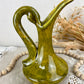 Vintage Handmade Green Pottery Pitcher