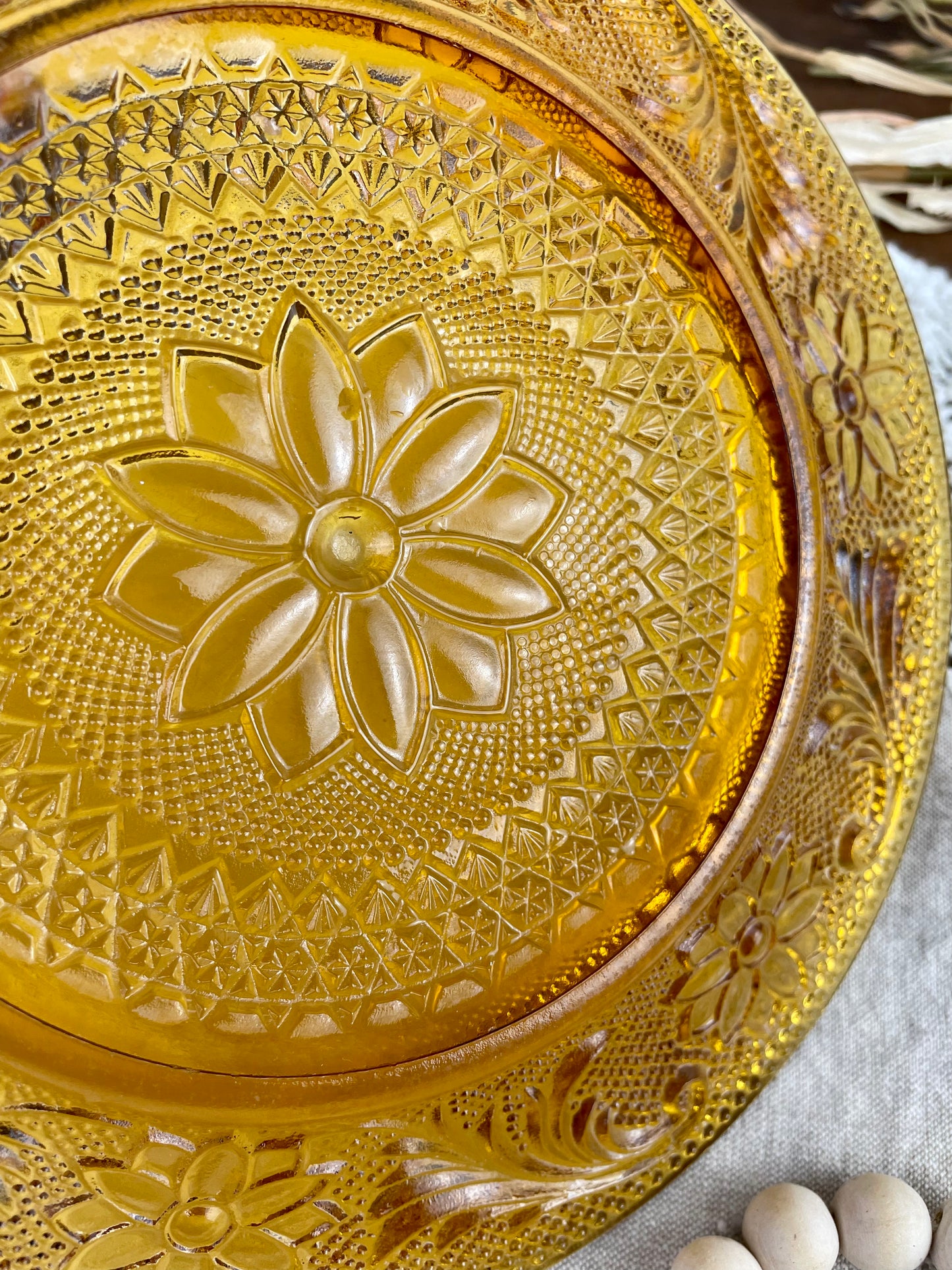 Vintage Indiana Glass Tiara Amber Salad Plate