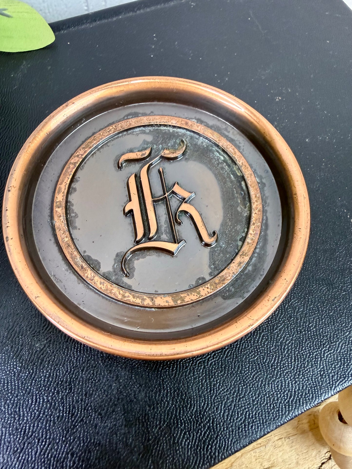 Vintage Monogrammed Copper Coaster