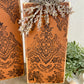 Handmade Orange Pumpkin Set with Lace Stamped Details