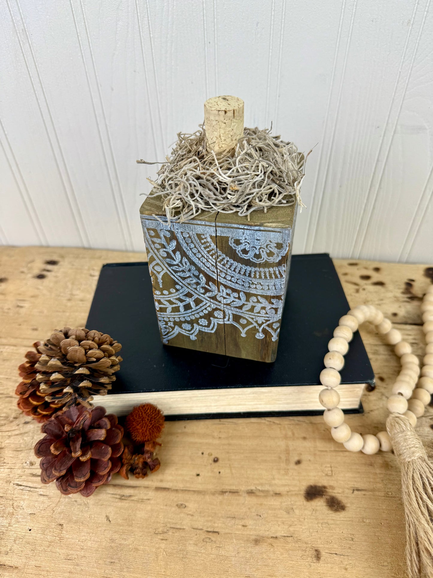 Handmade Reclaimed Wood Boho Block Pumpkin