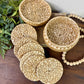 Vintage Wicker Coaster Set with Holding Case