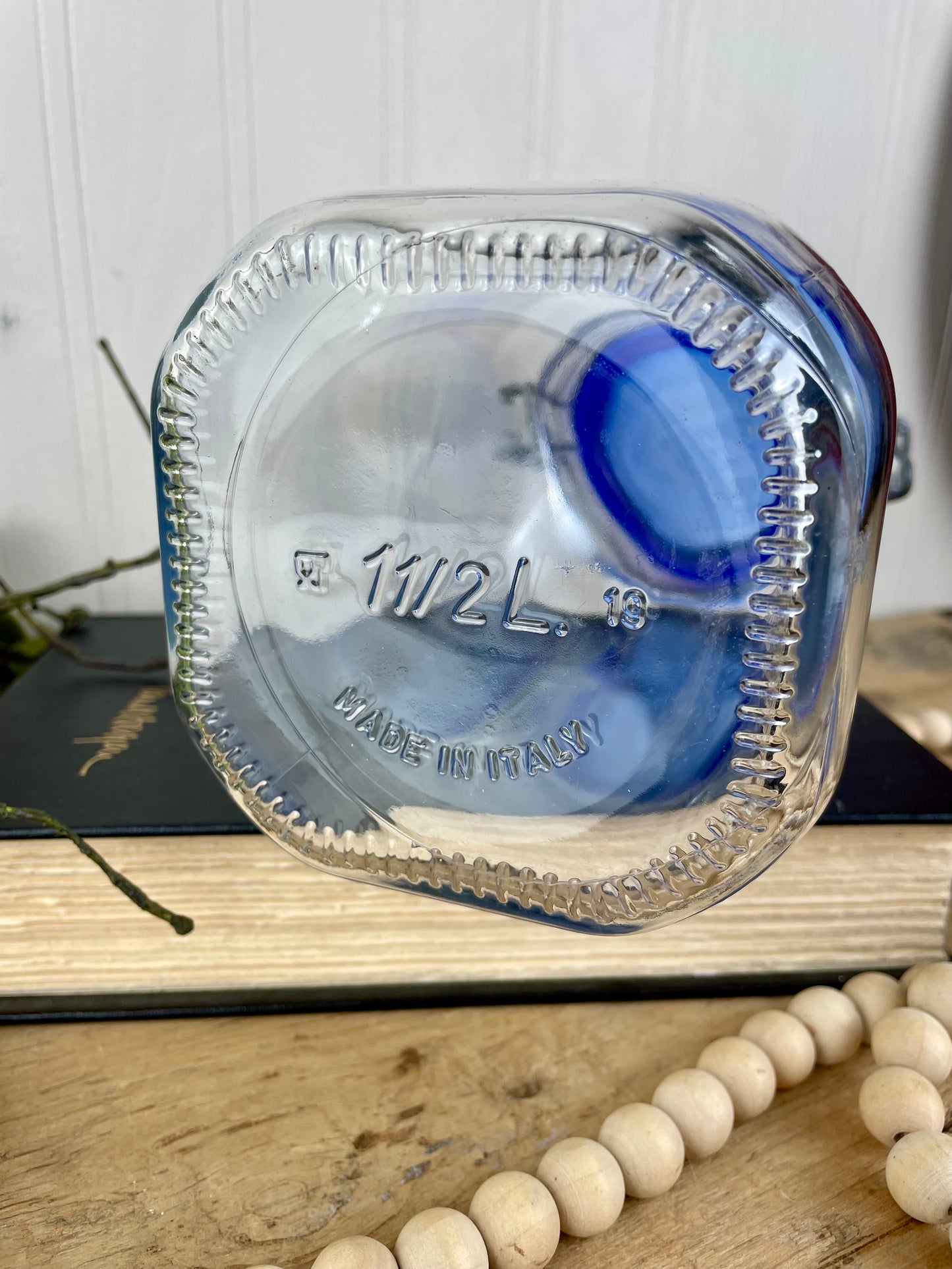 Italian Cobalt Blue Glass Jar with Clasp