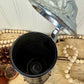 Vintage Black Glass Beer Stein with Pewter Lid