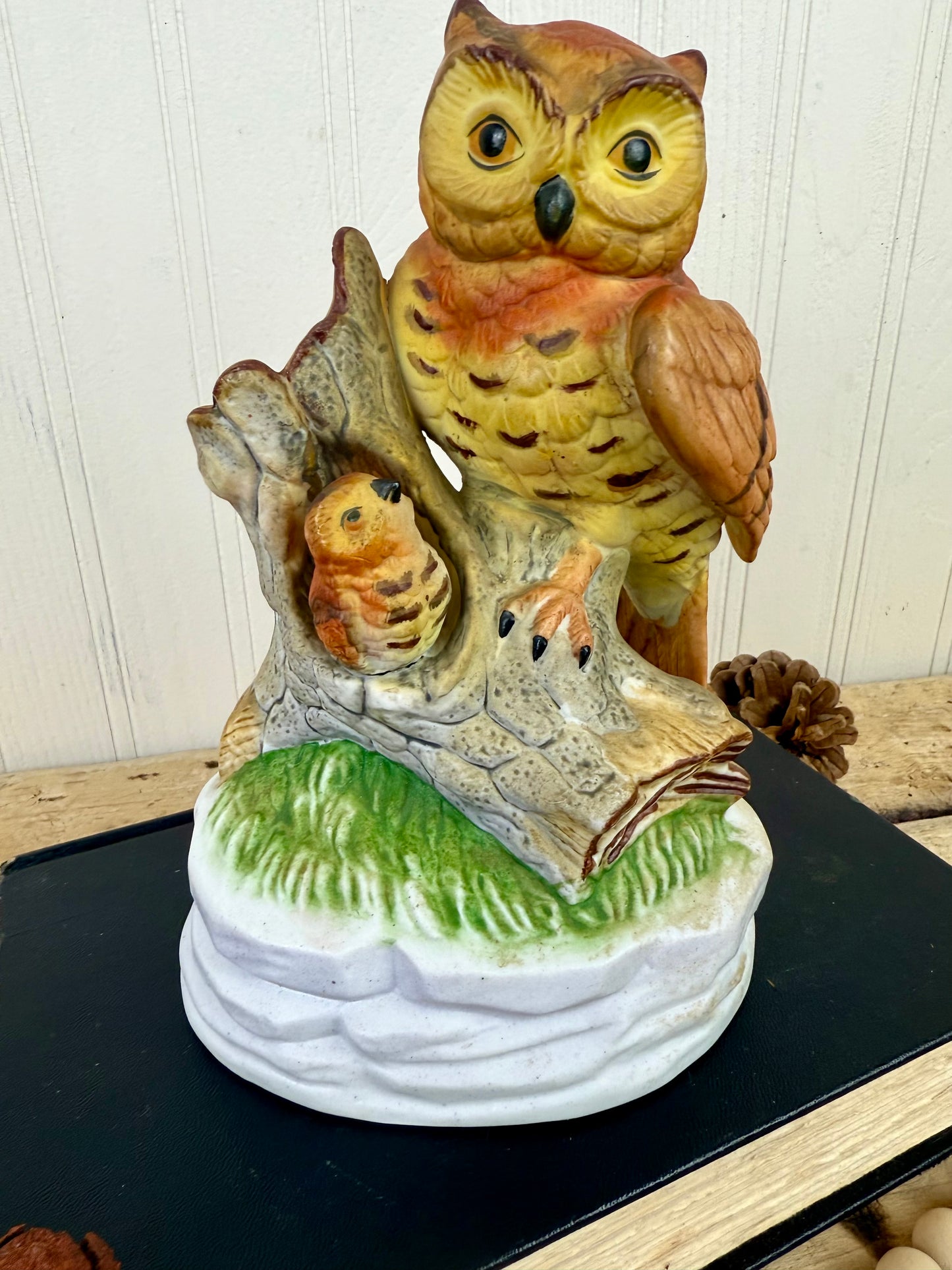 Vintage Ceramic Mama & Baby Owl Figurine