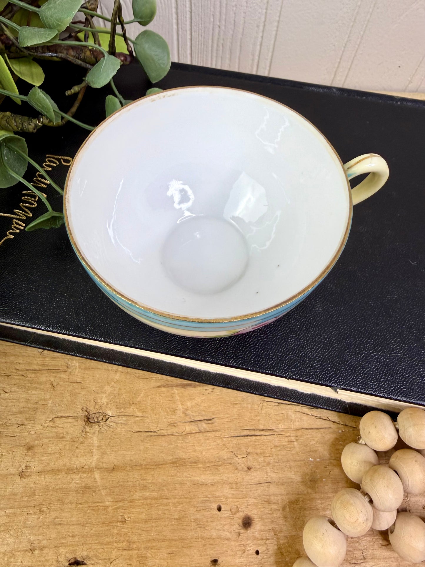 Vintage Nippon Teacup & Saucer Set with Hand Painted Roses