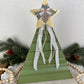 Upcycled Vintage Trim Olive Green Large Christmas Tree with Metallic Star