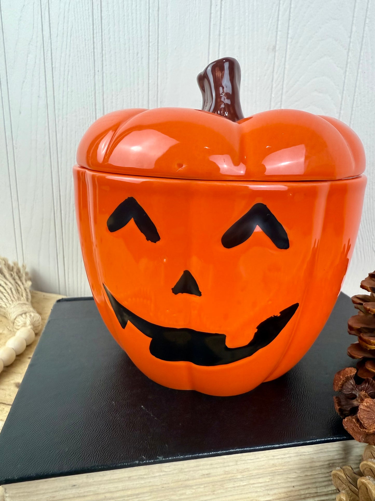 Retro Ceramic Jack-O-Lantern Canister