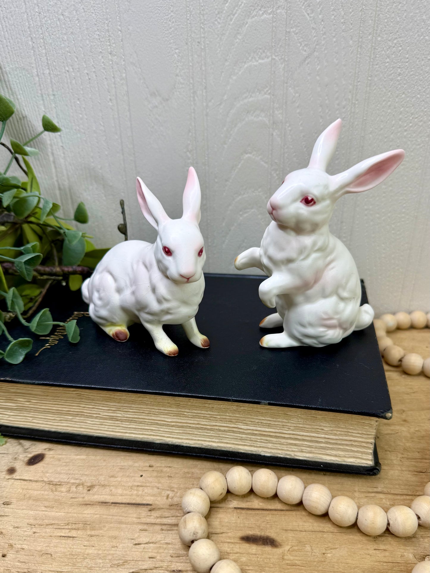 Vintage Lefton Porcelain Bunny Set