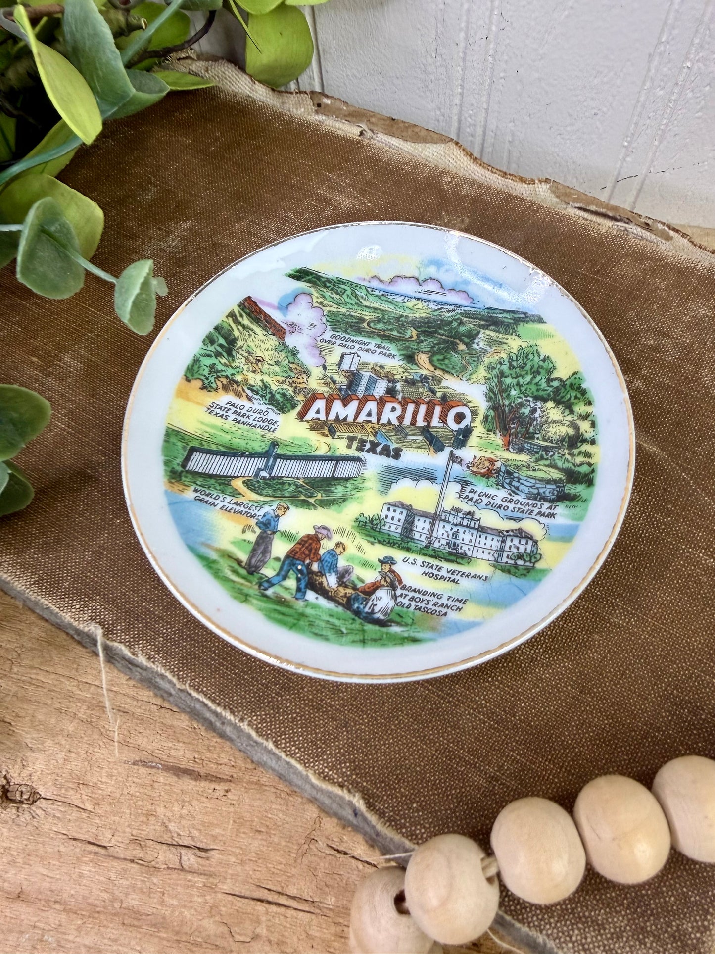 Vintage Amarillo Texas Porcelain Souvenir Plate