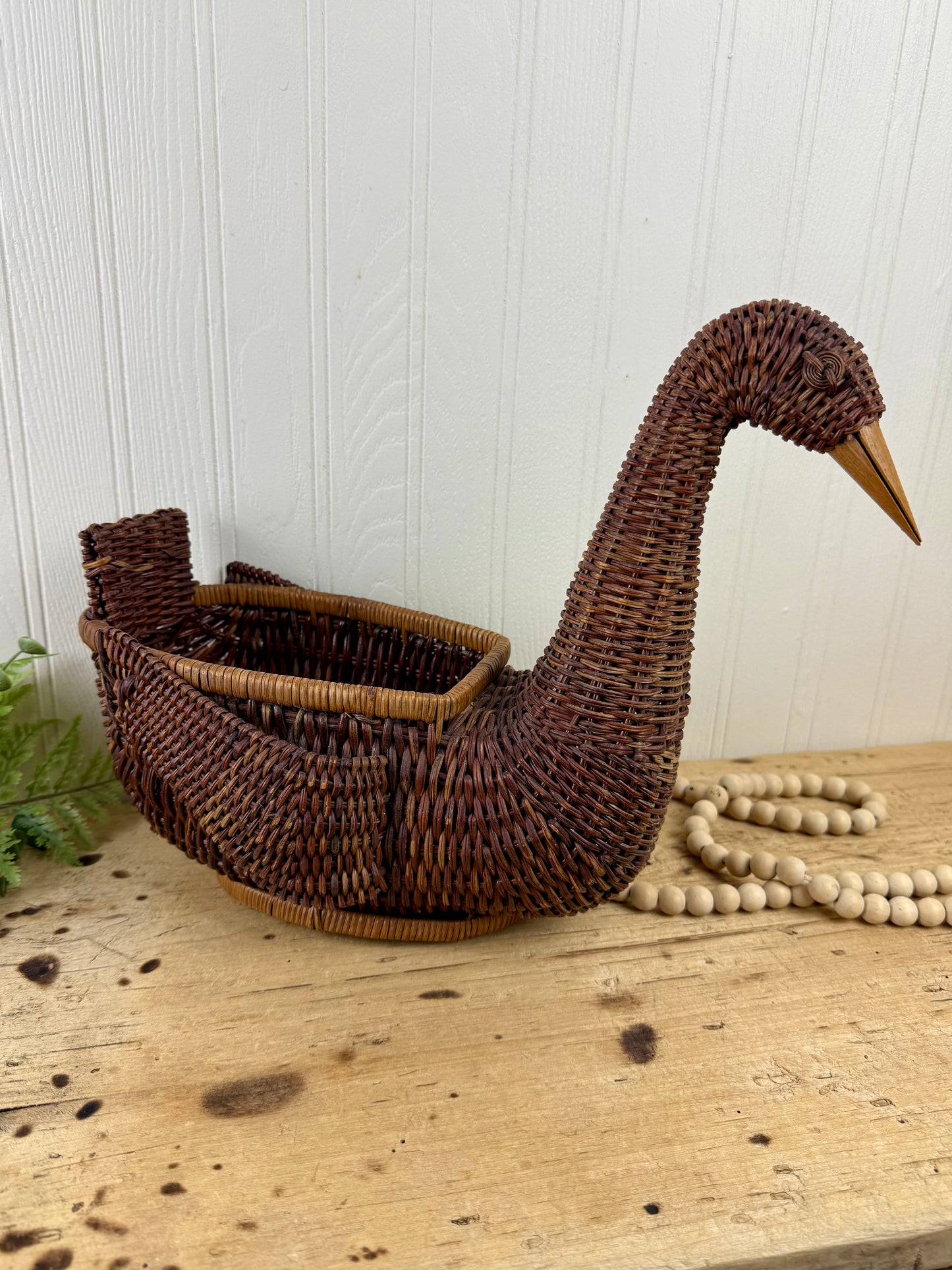 Vintage Large Wicker Duck Basket