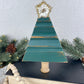 Upcycled Small Vintage Trim Forest Green Christmas Tree with White Poinsettia
