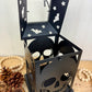 Metal Candle Lantern with Skulls and Bats