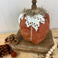 Handmade Plush Pumpkin with Doily Leaves #2