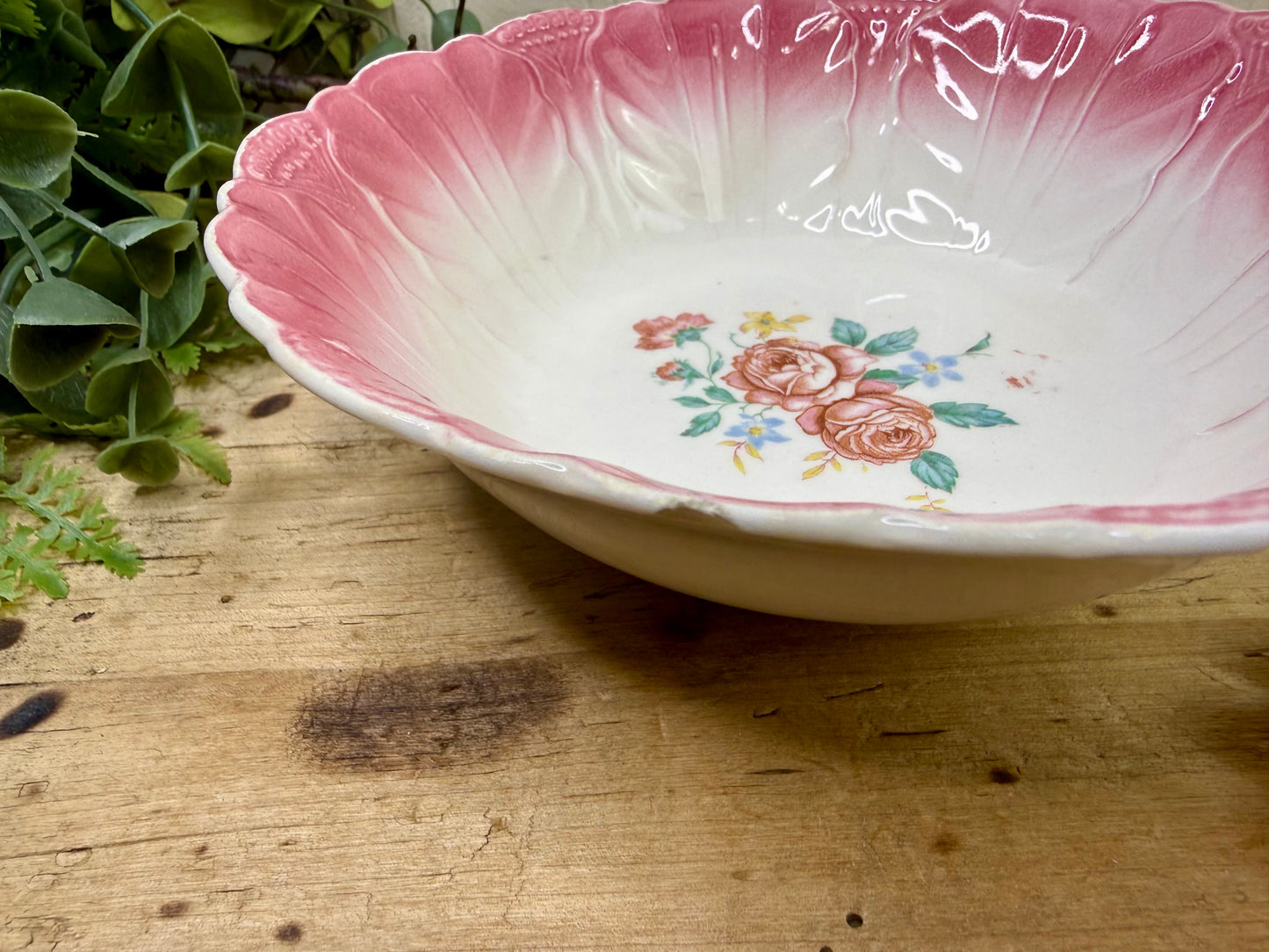 Vintage Wheelock Trademark Floral Serving Bowl