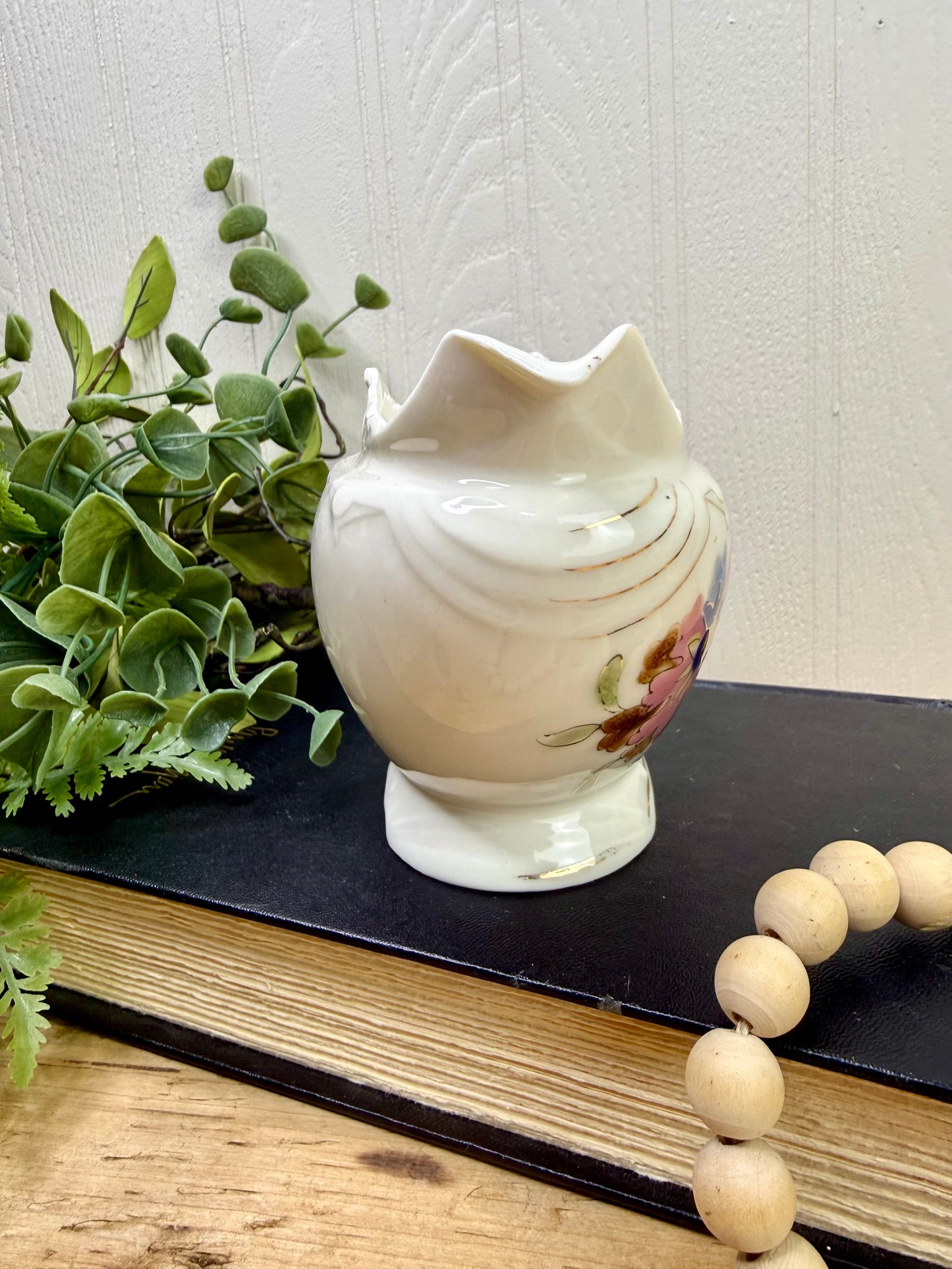 Vintage Porcelain Planter with Hand Painted Florals