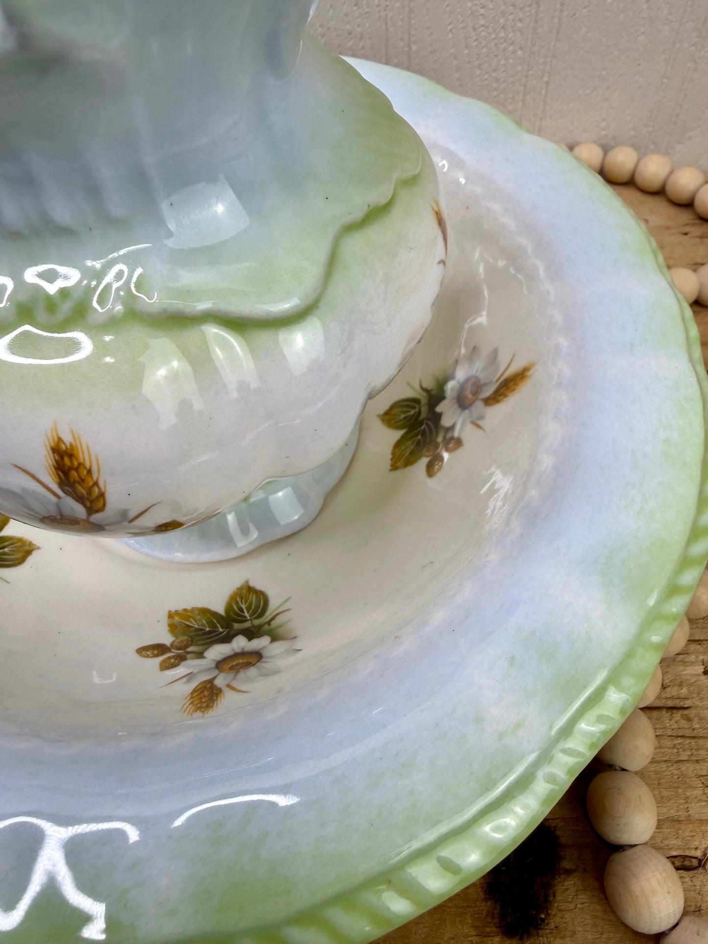Vintage Handmade Ceramic Small Pitcher & Bowl Set