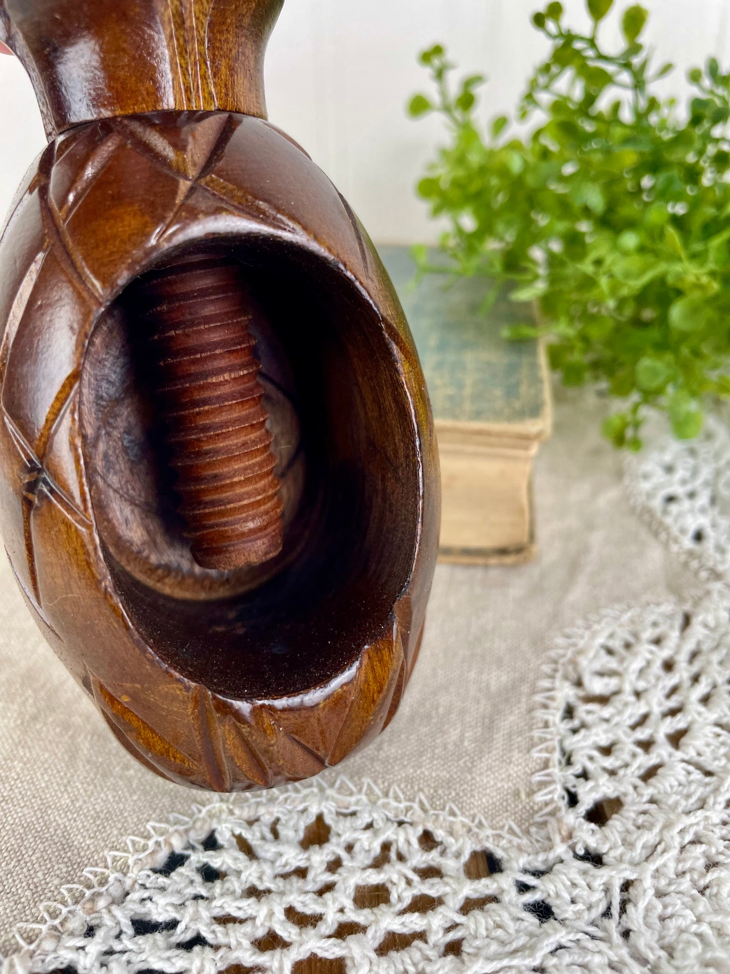 Vintage Carved Wood Pineapple Nutcracker