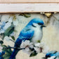 Handmade Upcycled Blue Bird Window Wall Art with Hanging Hooks- Shipping Included