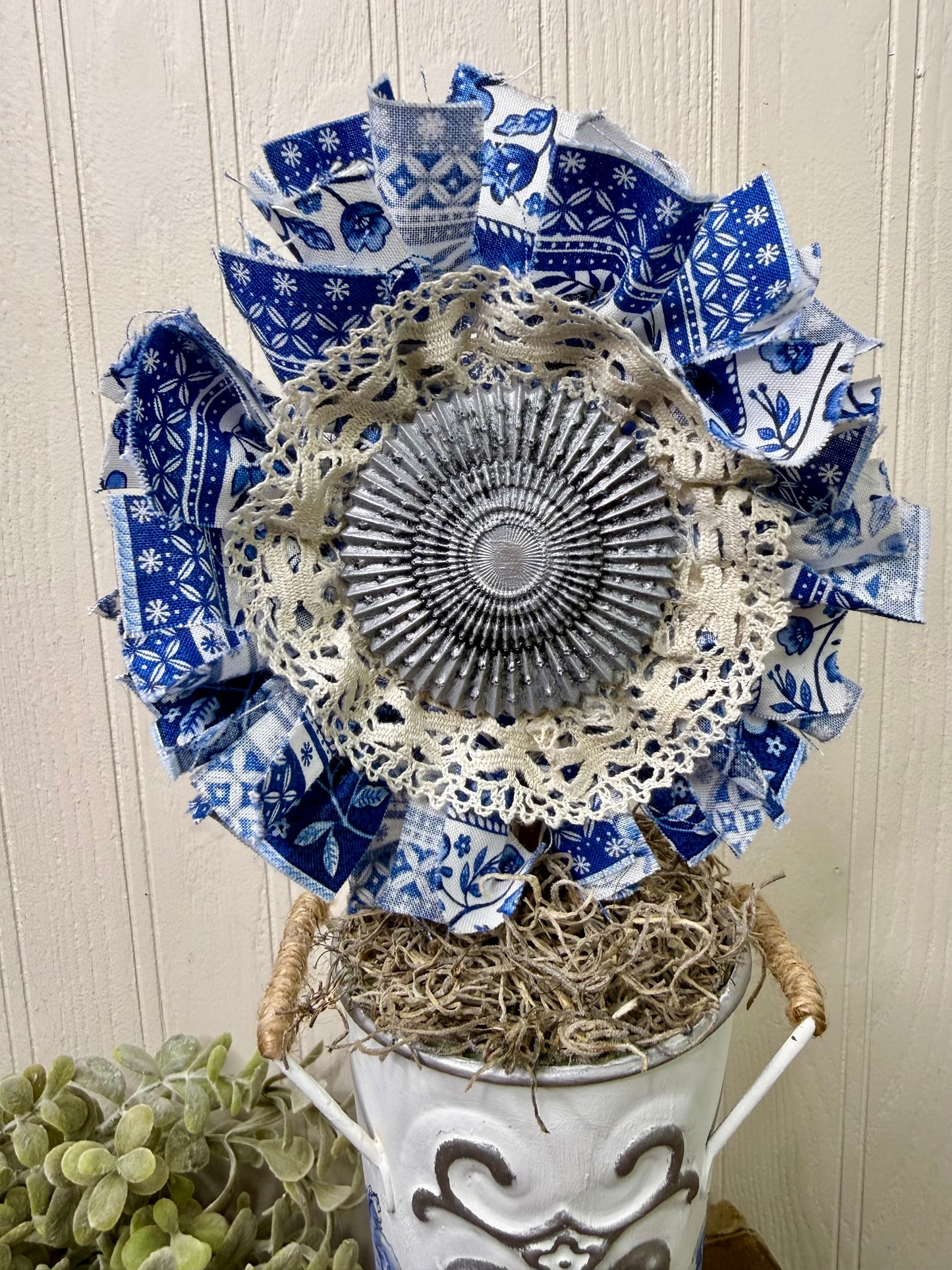 Handmade Upcycled Fabric Flower Pot