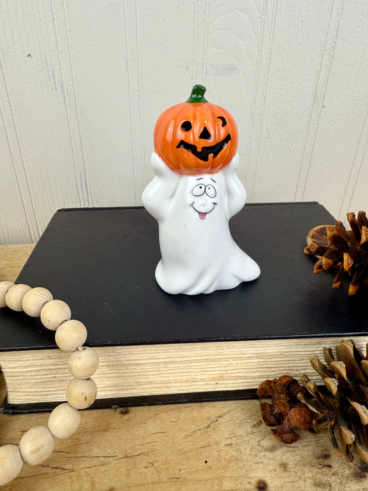 Vintage Ceramic Ghost With Pumpkin